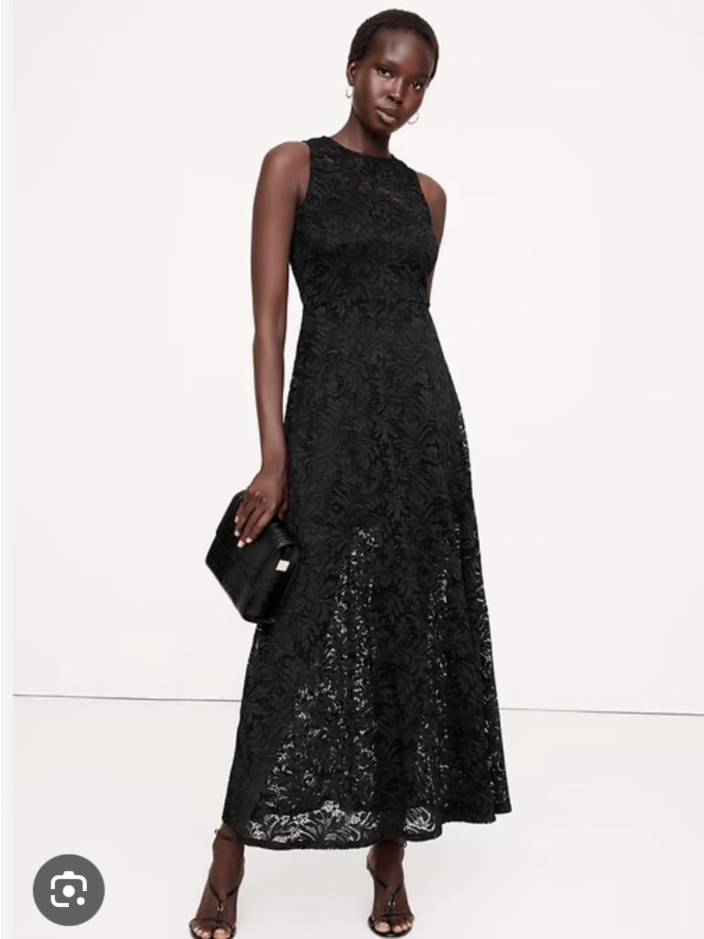 NWT Banana Republic Elegant Black Lace Maxi Dress - Sleeveless Formal Gown XS